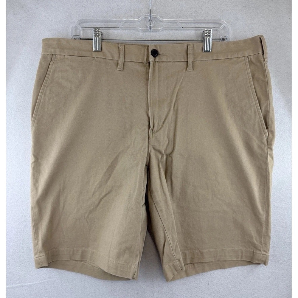 Lands End Men's 38 Chino Shorts Khaki Traditional Fit Cotton 9" Inseam